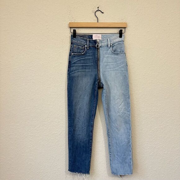REVICE Yin Yang Crop Jeans High Rise Zip-Around in Tokyo Wash Blue - Picture 1 of 16